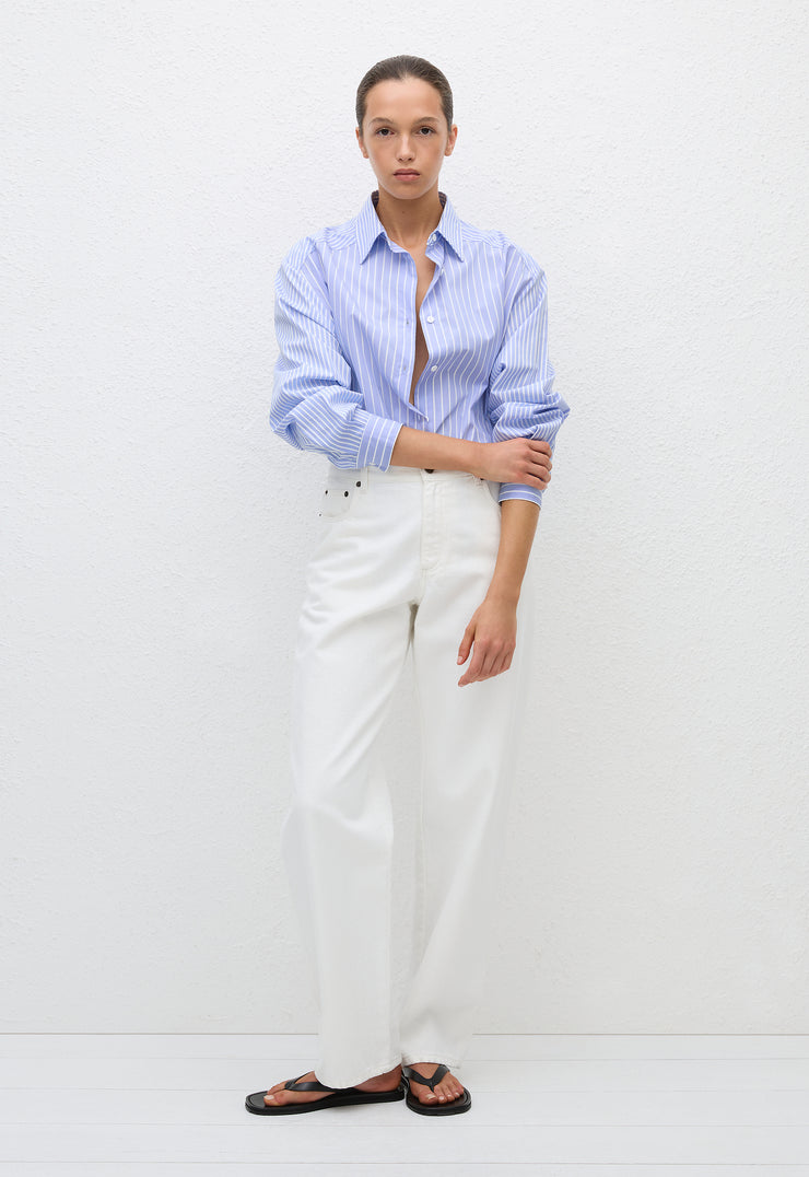 Contrast Stripe Shirt - Sky Stripe - Matteau