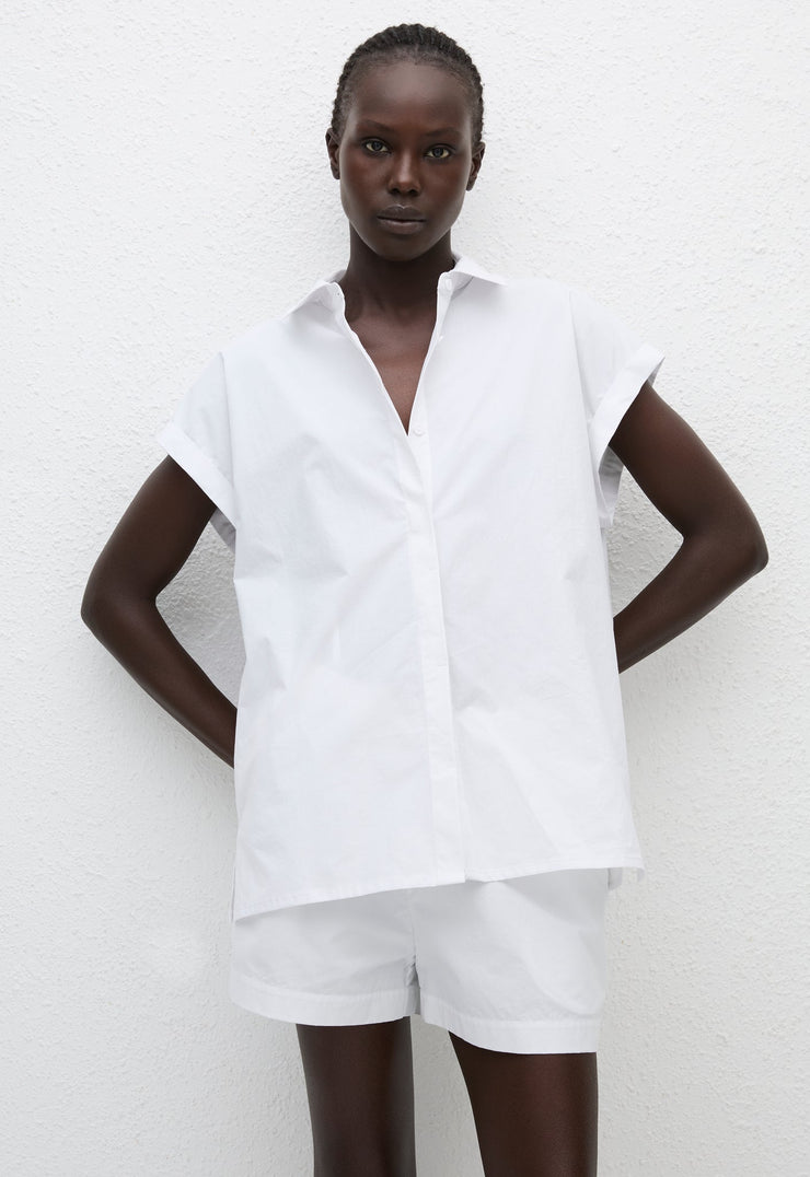 Relaxed Sleeveless Shirt - White - Matteau