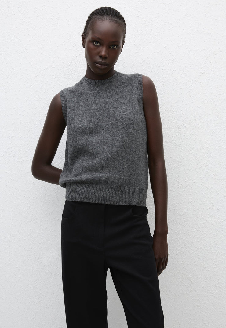 Cashmere Crew Vest - Charcoal - Matteau