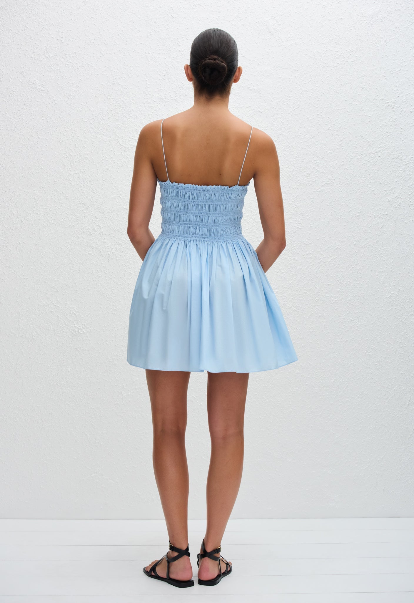 Shirred Bodice Mini Dress - Sky - Matteau