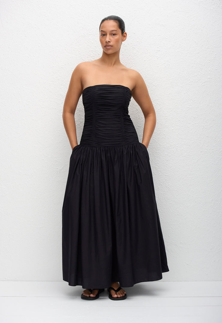 Strapless Drop Waist Dress - Black - Matteau