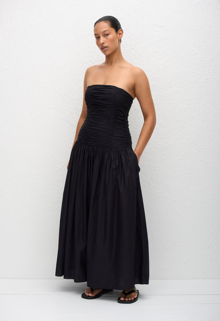 Strapless Drop Waist Dress - Black - Matteau