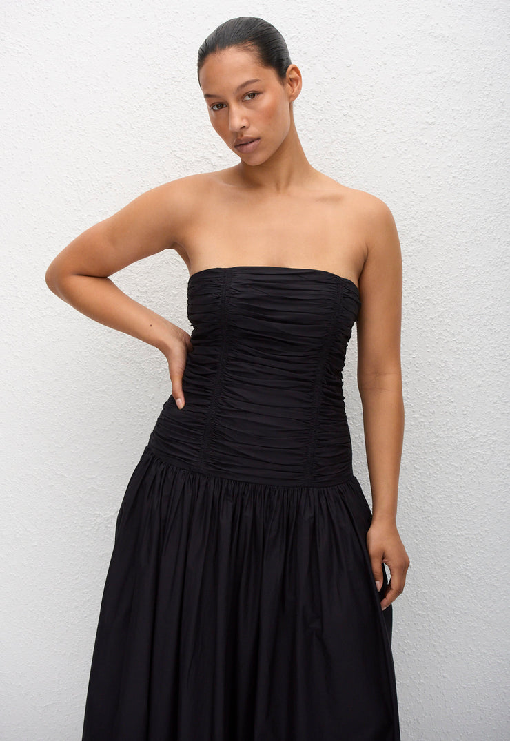 Strapless Drop Waist Dress - Black - Matteau