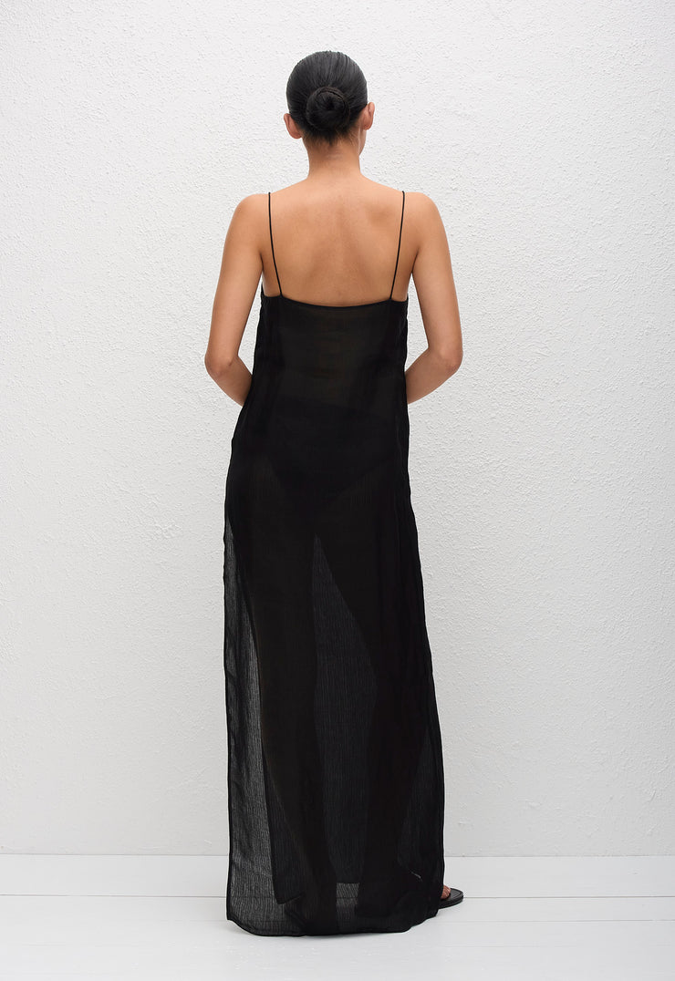 Sheer Cami Dress - Black - Matteau