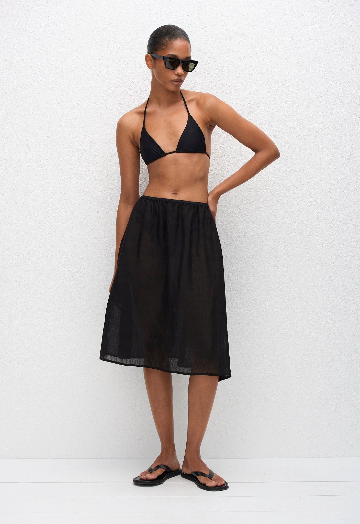 Sheer Midi Skirt - Black - Matteau