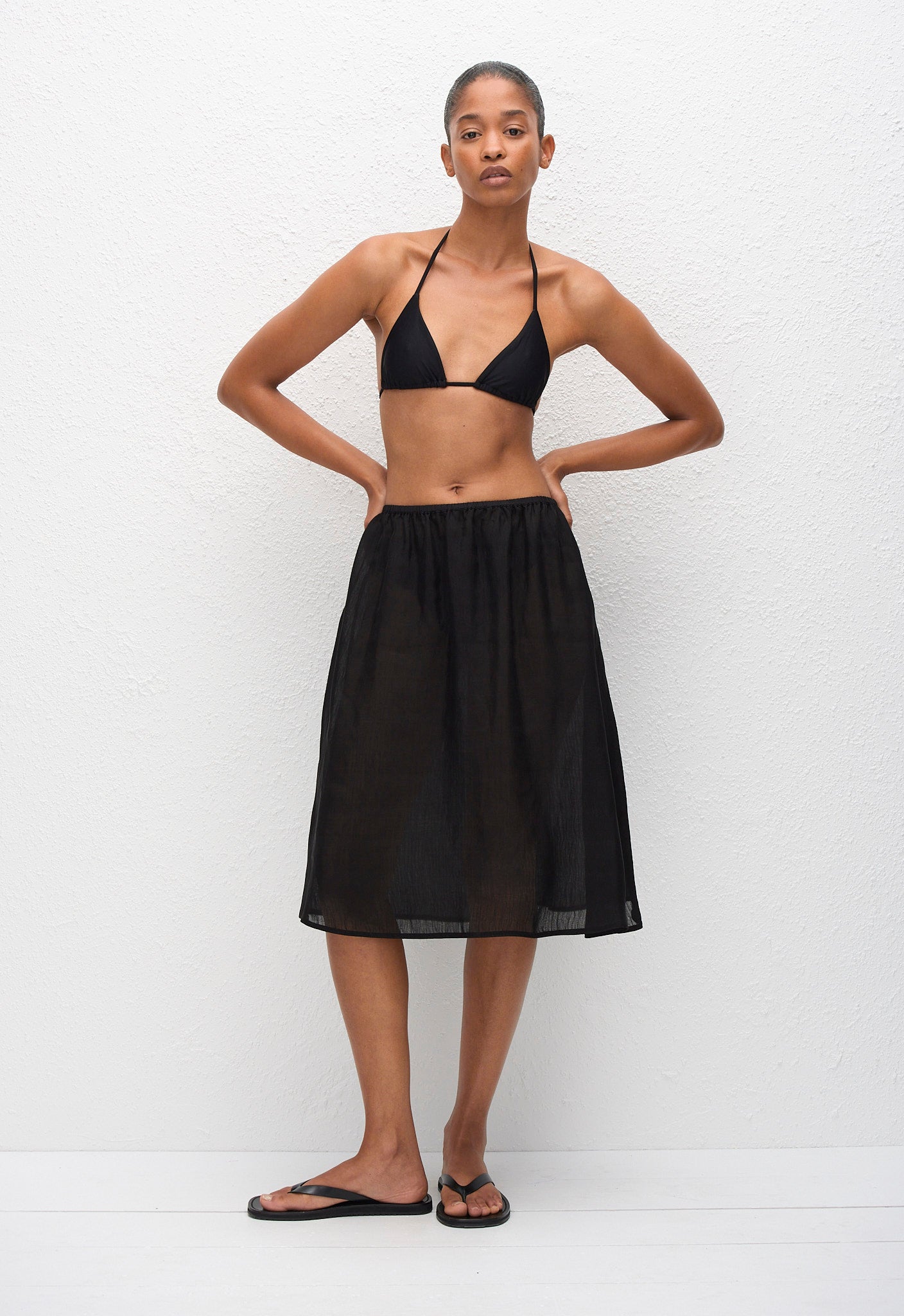 Sheer Midi Skirt - Black - Matteau