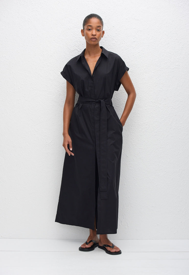 Sleeveless Shirt Dress - Black - Matteau