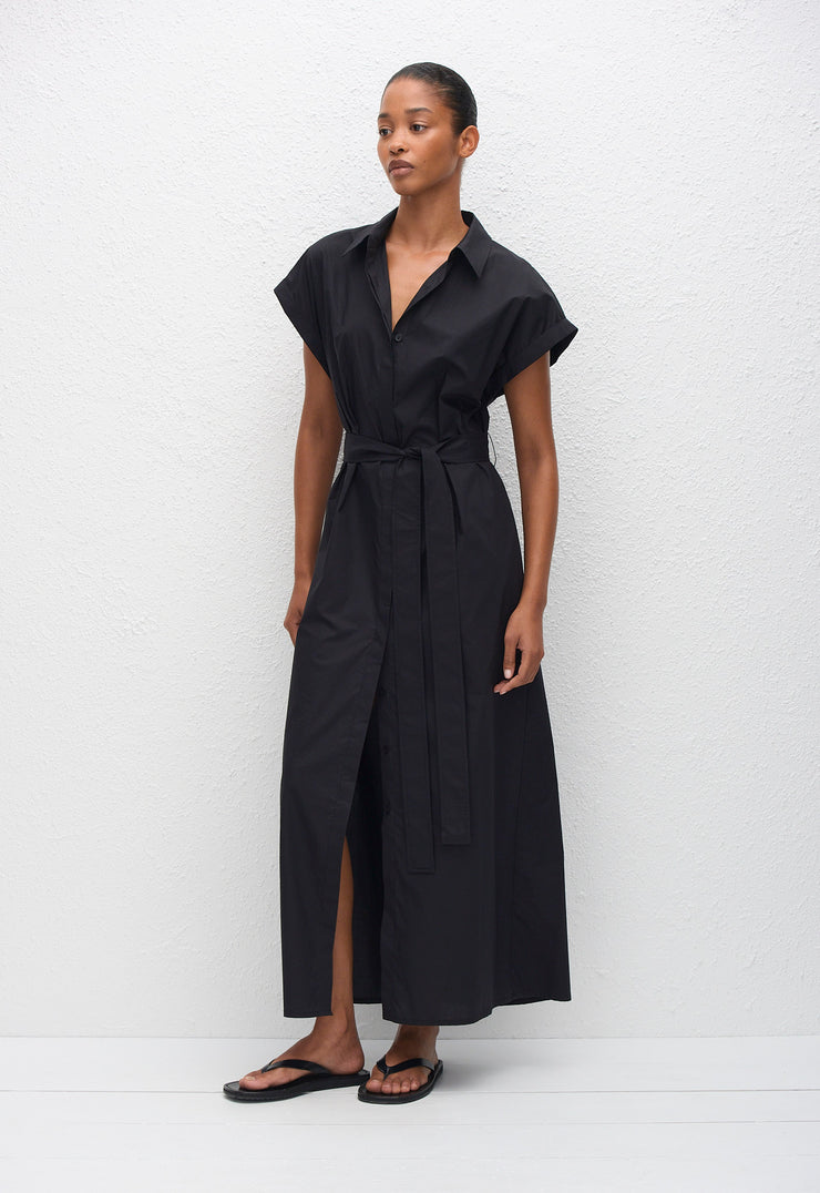 Sleeveless Shirt Dress - Black - Matteau