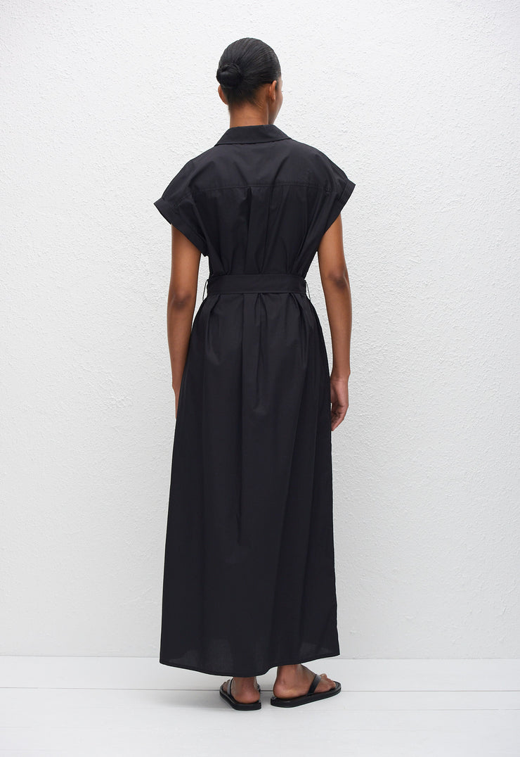 Sleeveless Shirt Dress - Black - Matteau