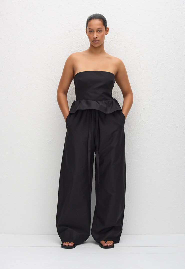 Gathered Waist Trouser - Black - Matteau