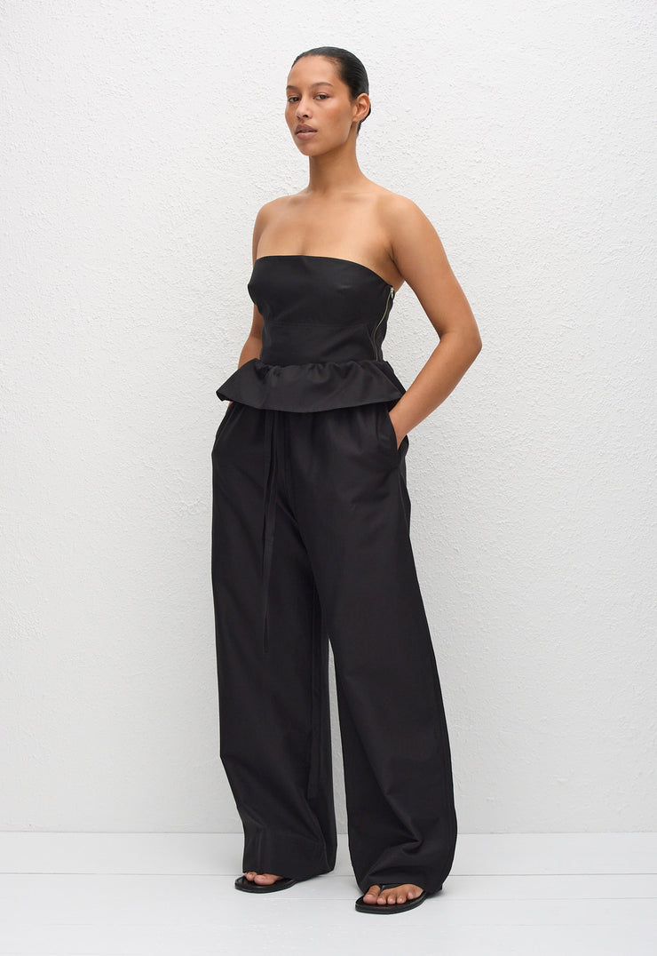 Gathered Waist Trouser - Black - Matteau