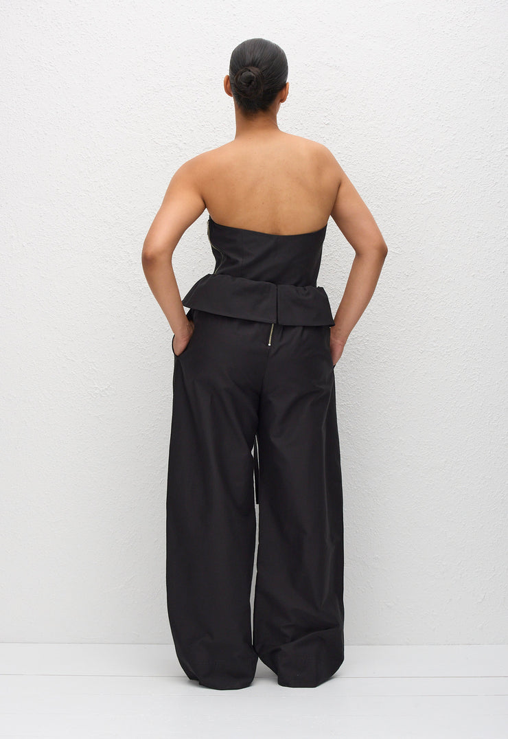 Gathered Waist Trouser - Black - Matteau