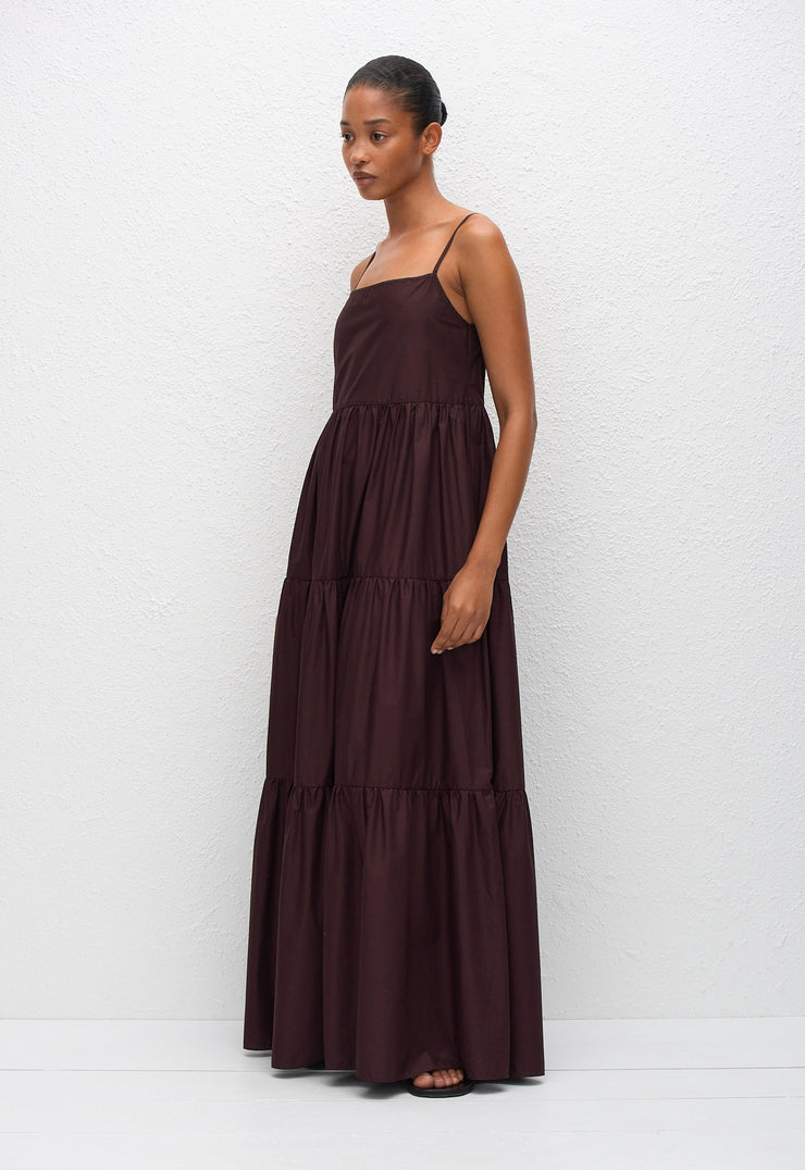 Tiered Low Back Sundress - Aubergine - Matteau