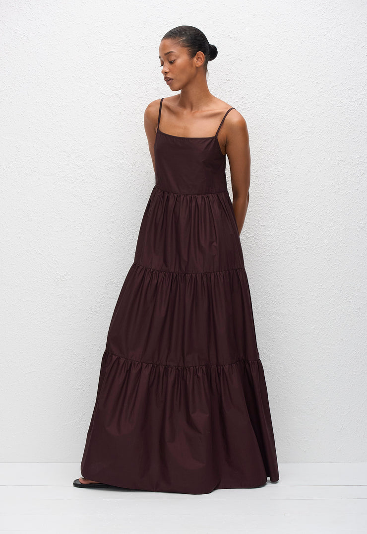 Tiered Low Back Sundress - Aubergine - Matteau