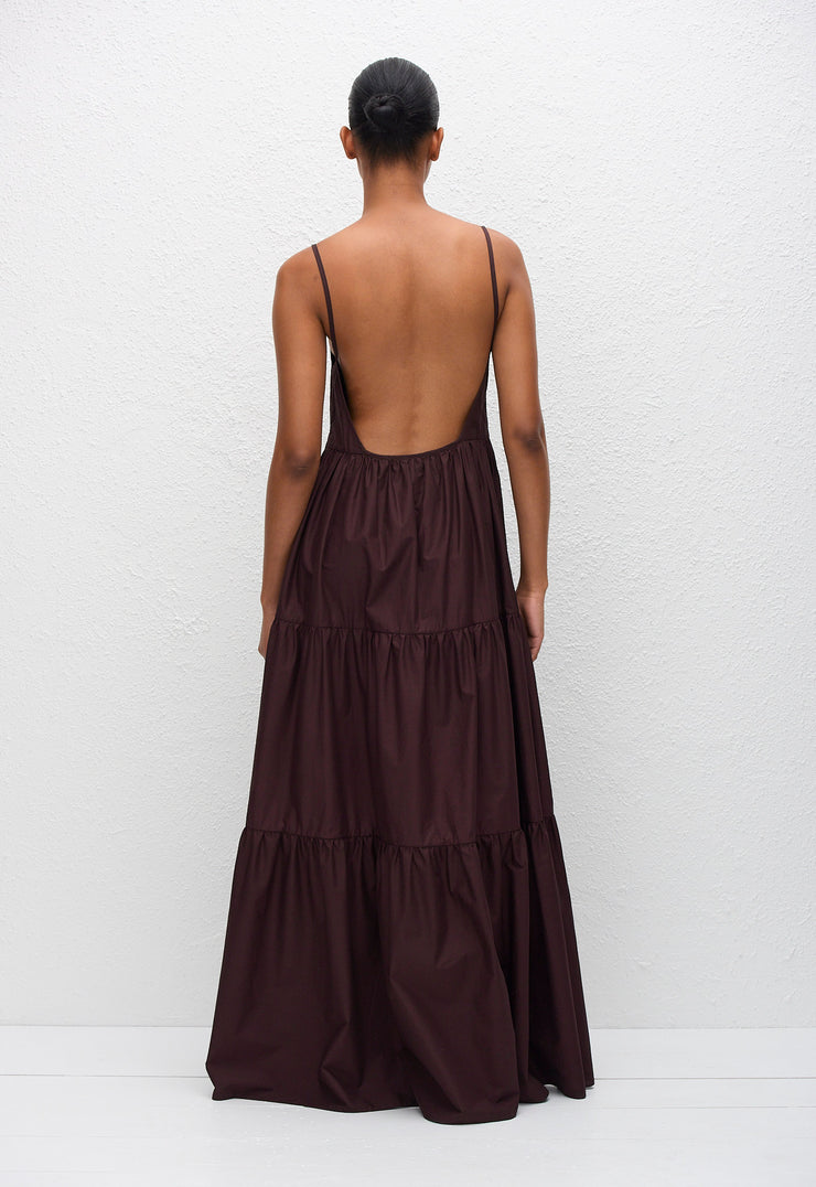 Tiered Low Back Sundress - Aubergine - Matteau