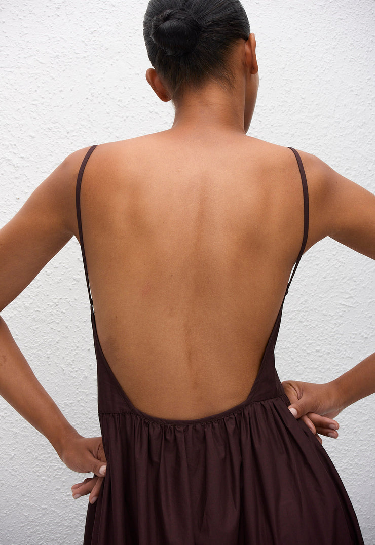Tiered Low Back Sundress - Aubergine - Matteau