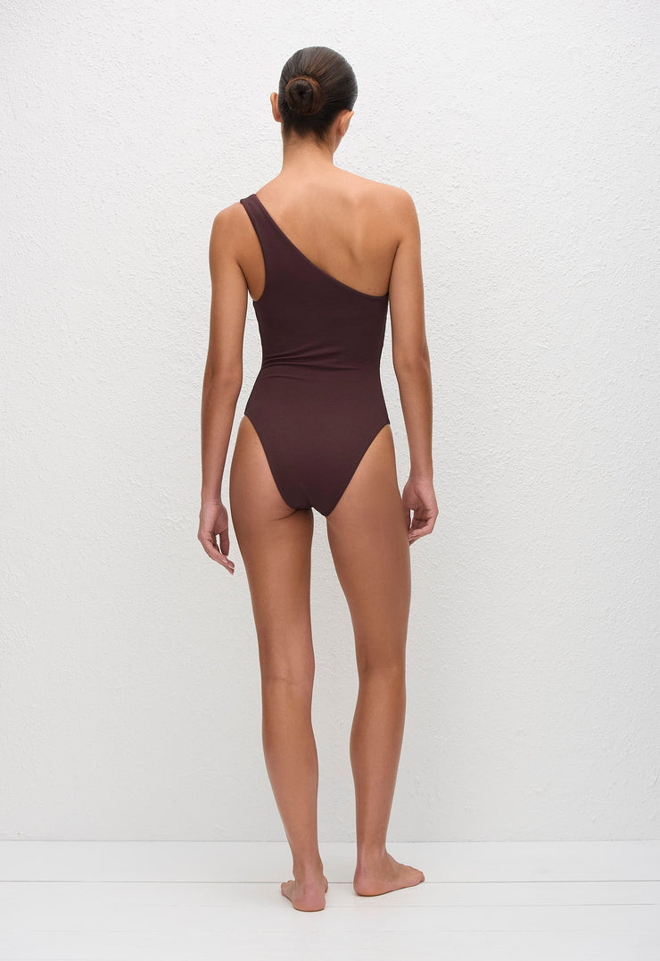 Asymmetric Maillot - Aubergine Crinkle - Matteau