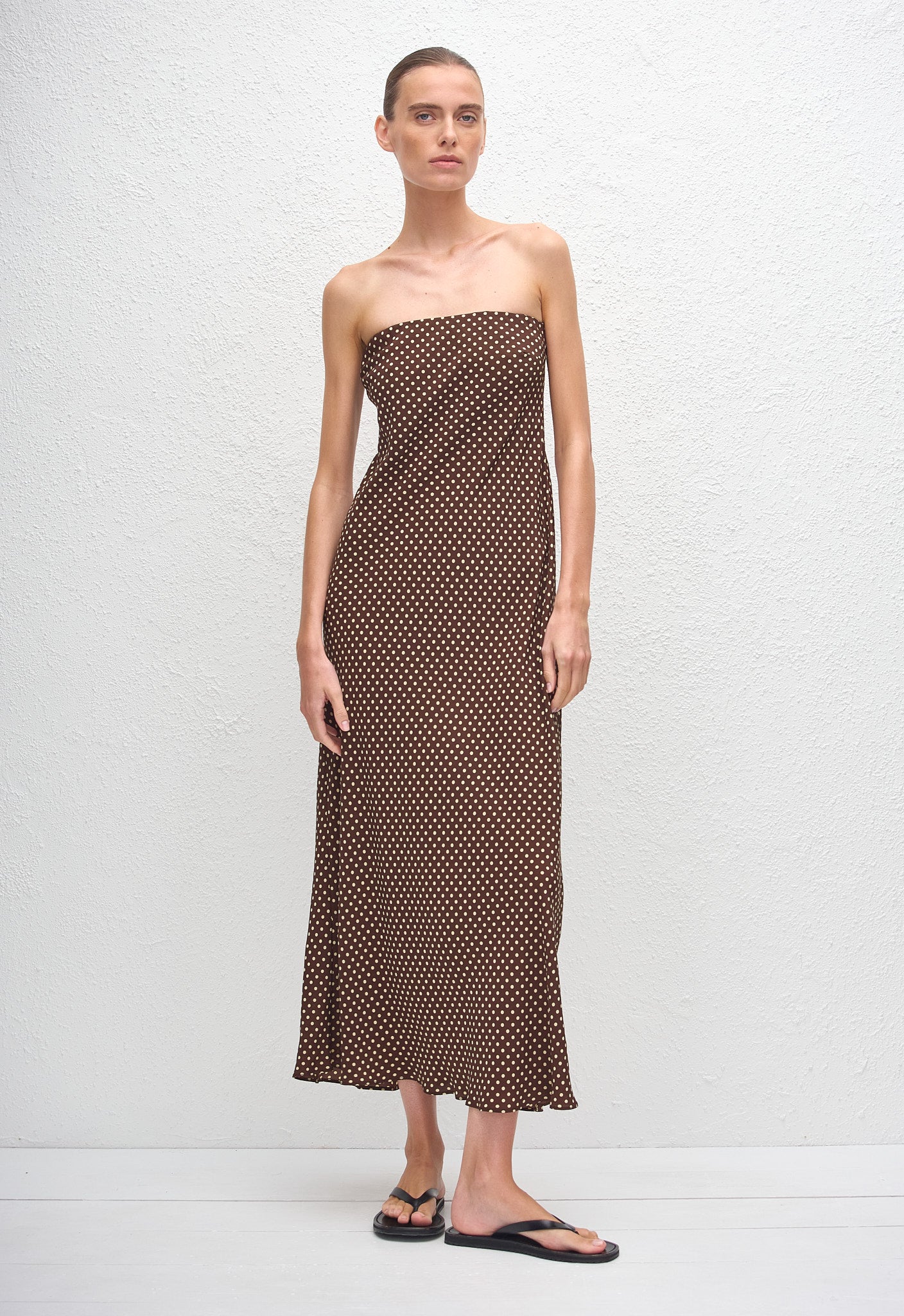 Bias Column Dress - Polka Dot (Chocolate) - Matteau