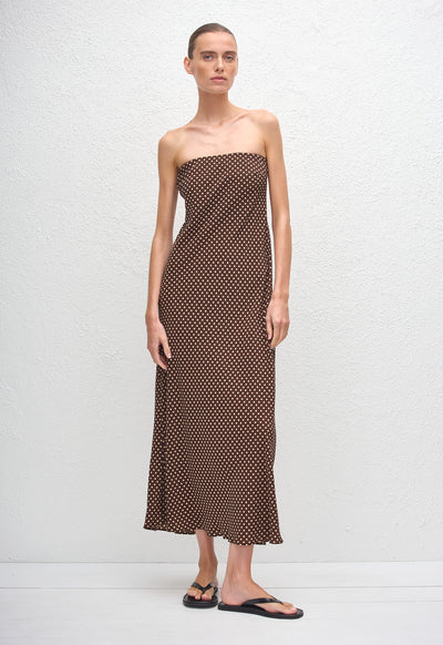 Bias Column Dress - Polka Dot (Chocolate) - Matteau