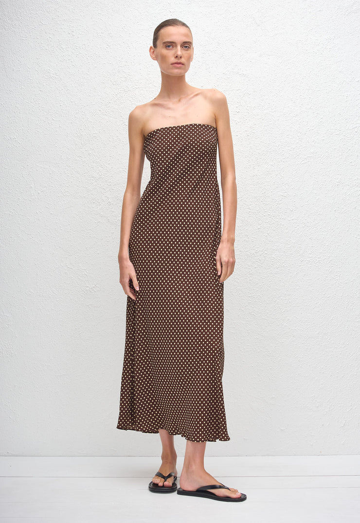 Bias Column Dress - Polka Dot (Chocolate) - Matteau