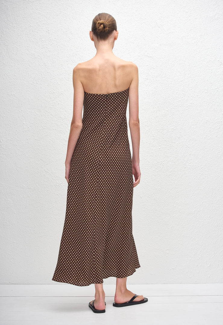 Bias Column Dress - Polka Dot (Chocolate) - Matteau