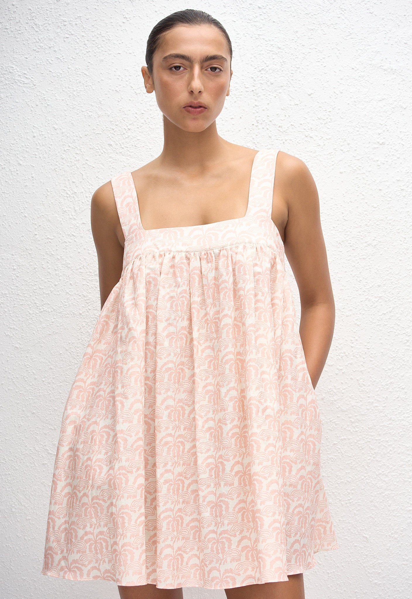 Babydoll Linen Mini Dress - Oasis - Matteau