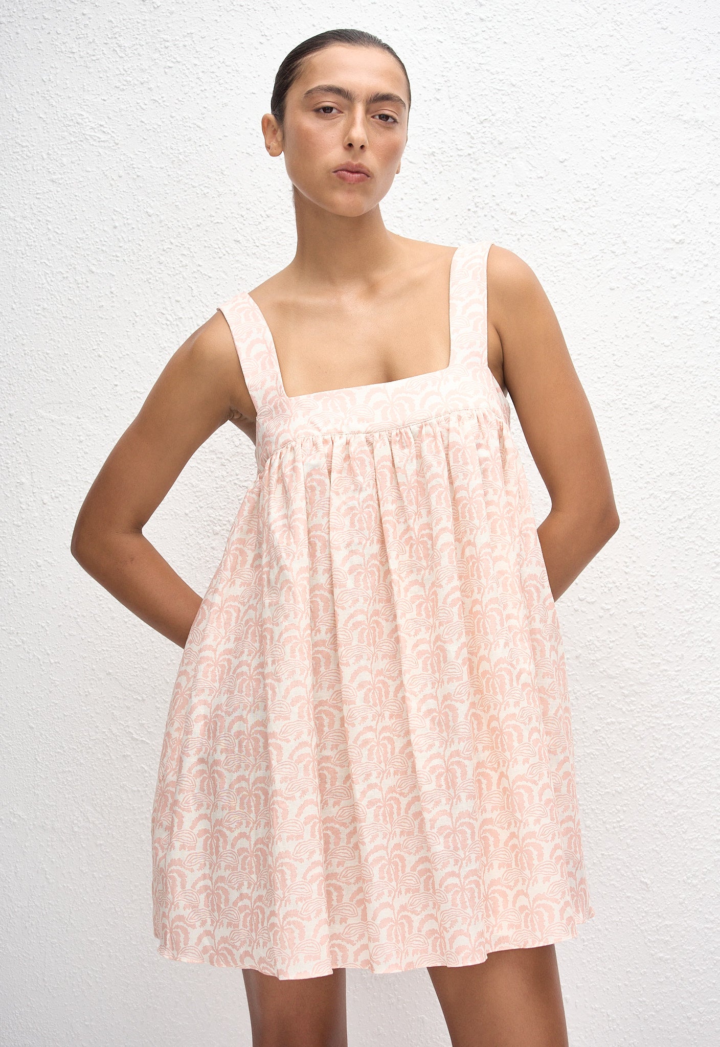 Babydoll Linen Mini Dress - Oasis - Matteau