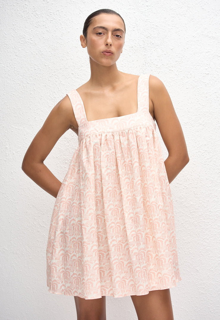 Babydoll Linen Mini Dress - Oasis - Matteau