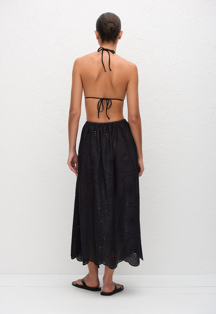 Broderie Midi Skirt - Black - Matteau