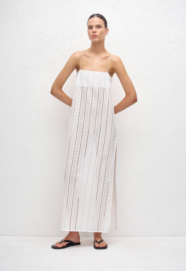 Broderie Shift Dress - White - Matteau