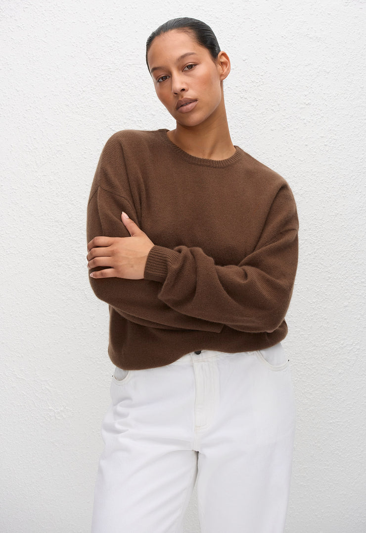 Cashmere Crew Sweater - Chestnut - Matteau