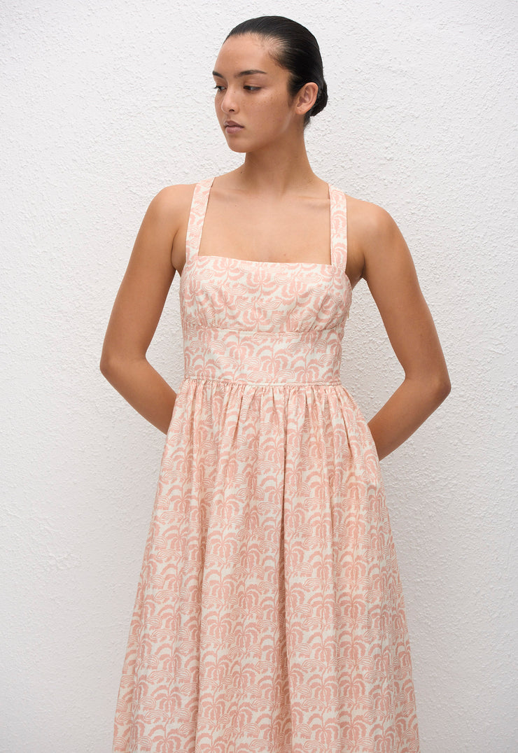 Crossback Linen Dress - Oasis - Matteau
