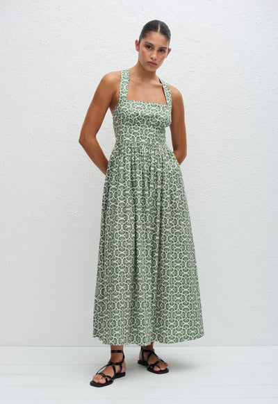 Crossback Midi Dress - Vetiver - Matteau