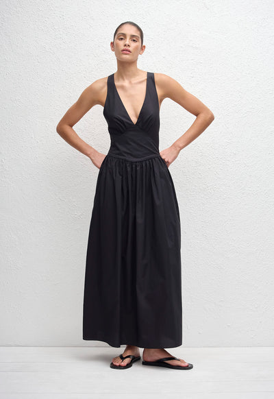 Crossback Plunge Dress - Black - Matteau