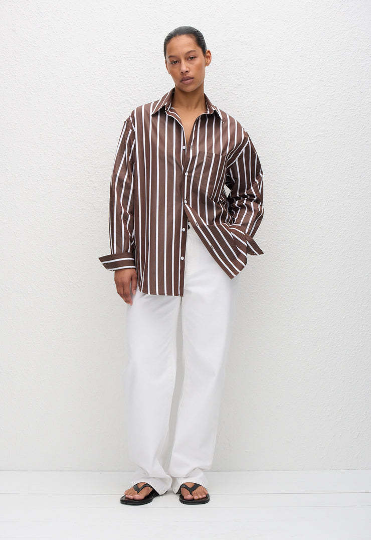 Classic Stripe Shirt - Chocolate Stripe - Matteau