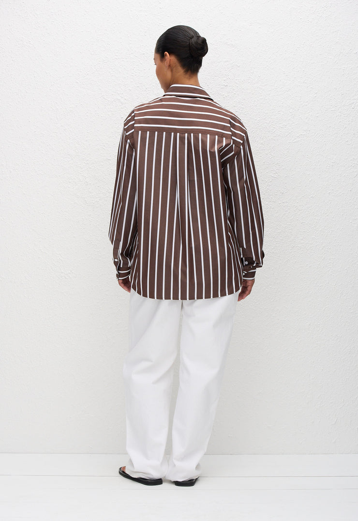 Classic Stripe Shirt - Chocolate Stripe - Matteau