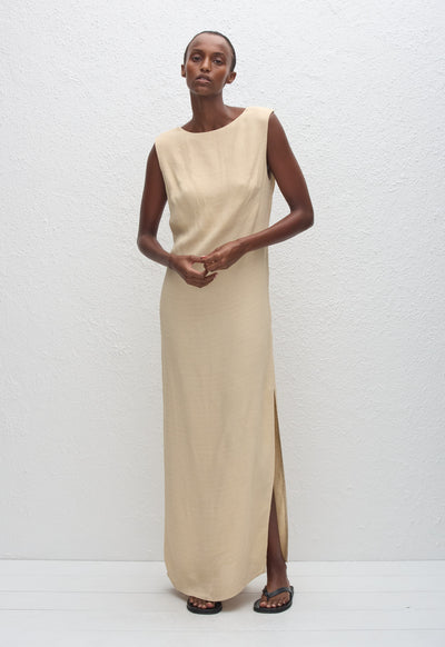 Cowl Back Dress - Flax - Matteau