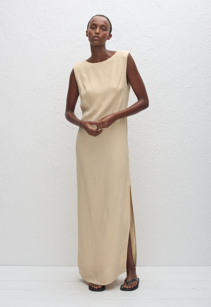Cowl Back Dress - Flax - Matteau