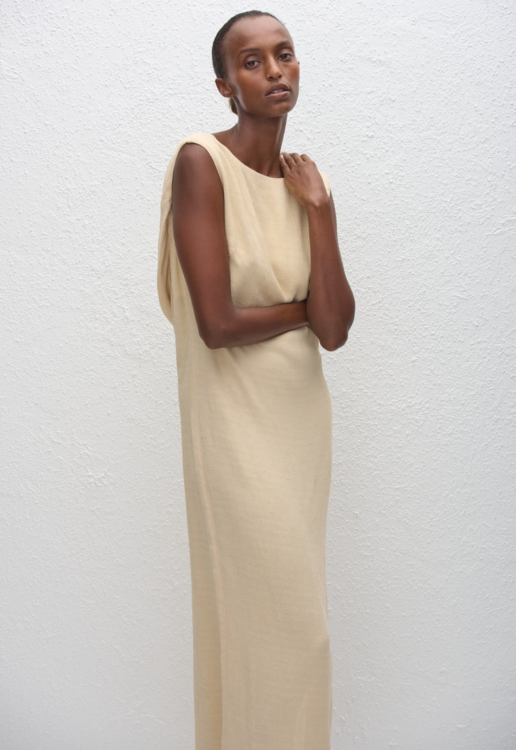 Cowl Back Dress - Flax - Matteau