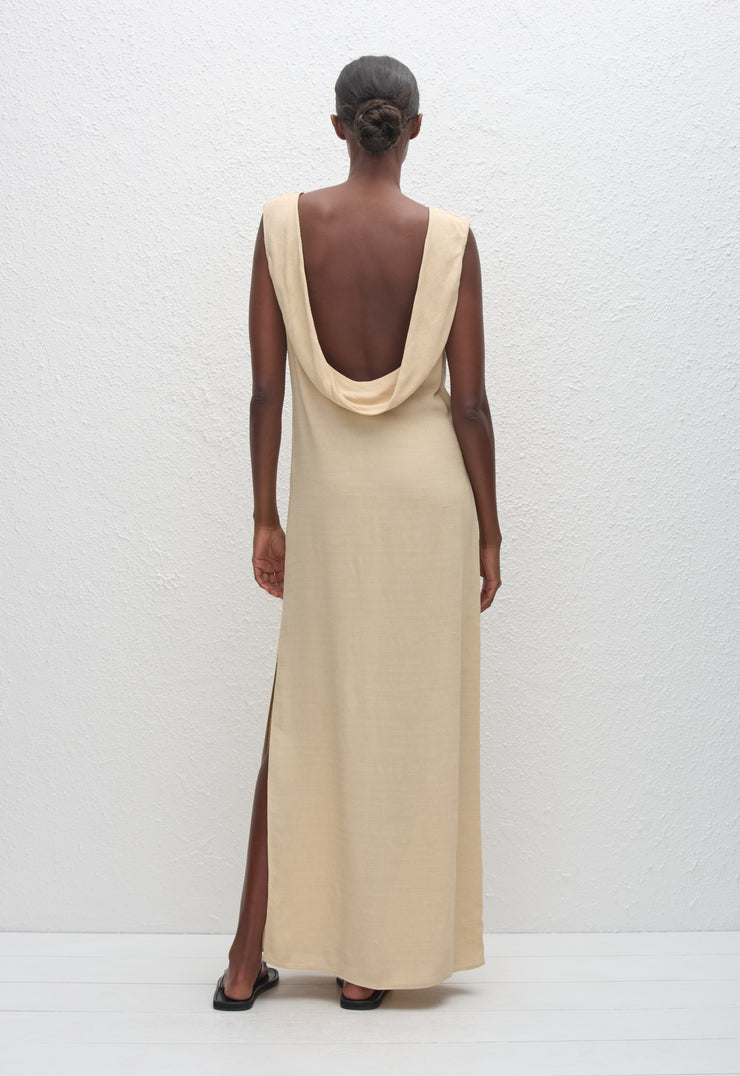 Cowl Back Dress - Flax - Matteau