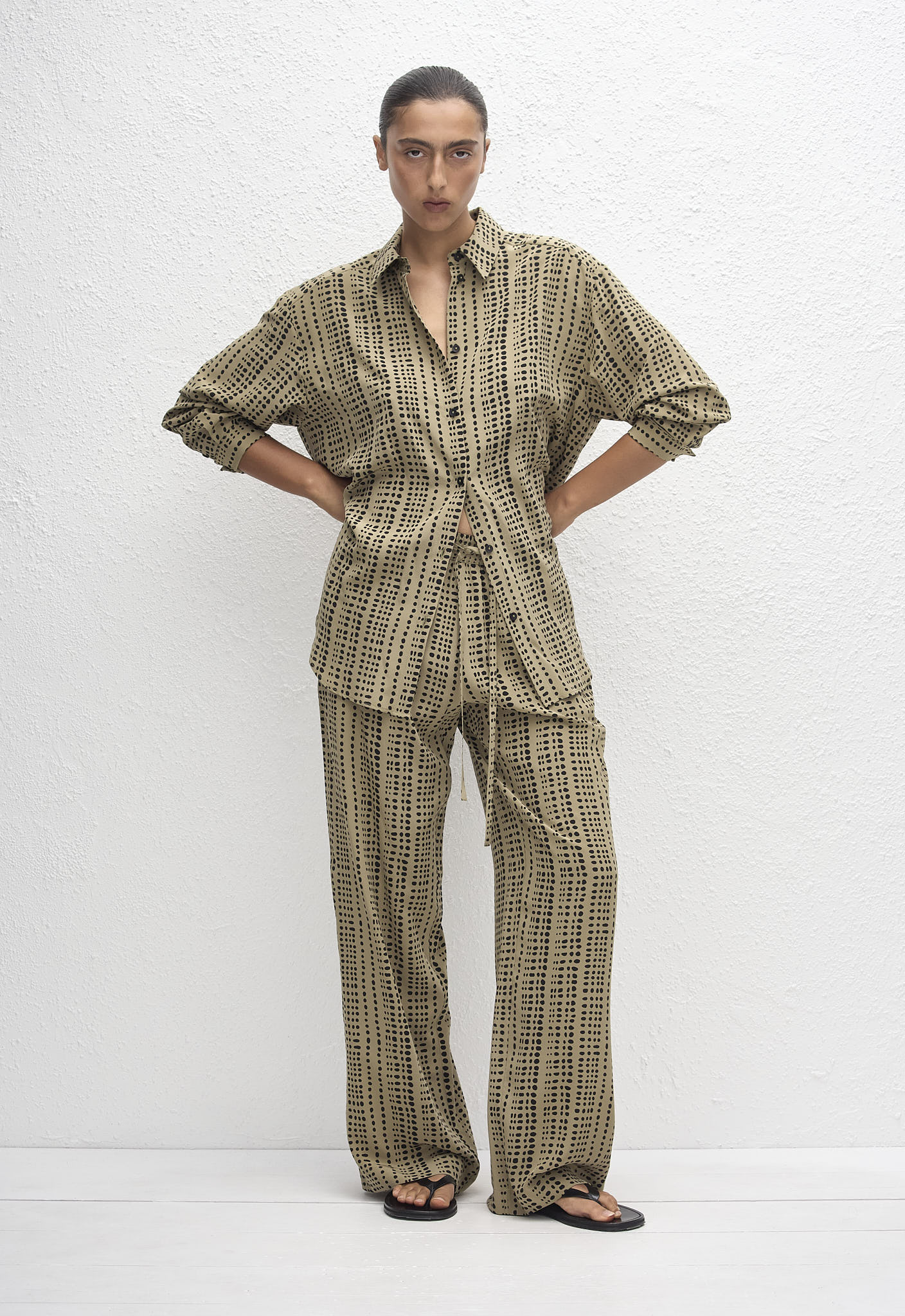 Long Sleeve Silk Shirt - Savanna in Desert - Matteau