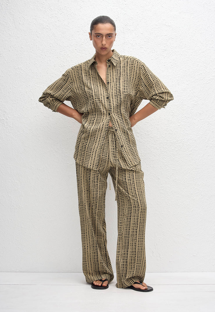 Long Sleeve Silk Shirt - Savanna in Desert - Matteau