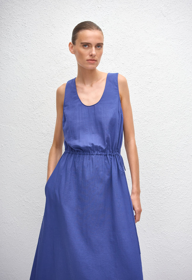 Drawcord Tank Midi Dress - Lapis - Matteau