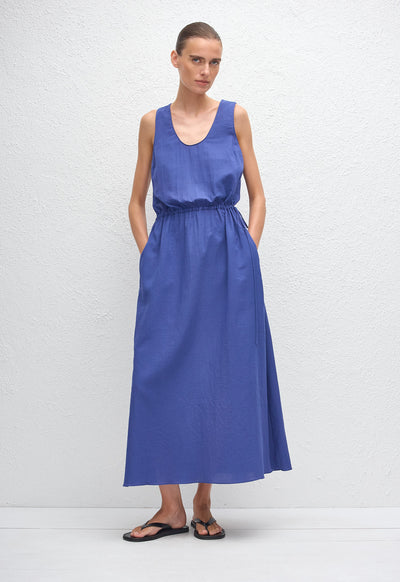 Drawcord Tank Midi Dress - Lapis - Matteau