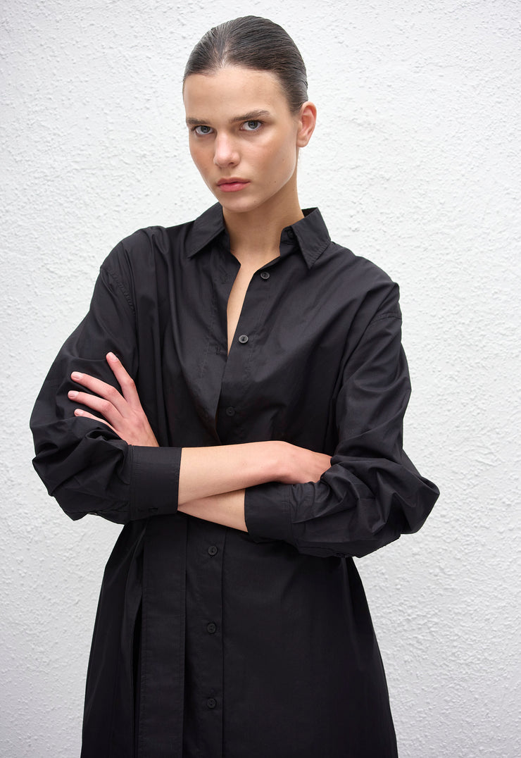 Everyday Shirt Dress - Black - Matteau