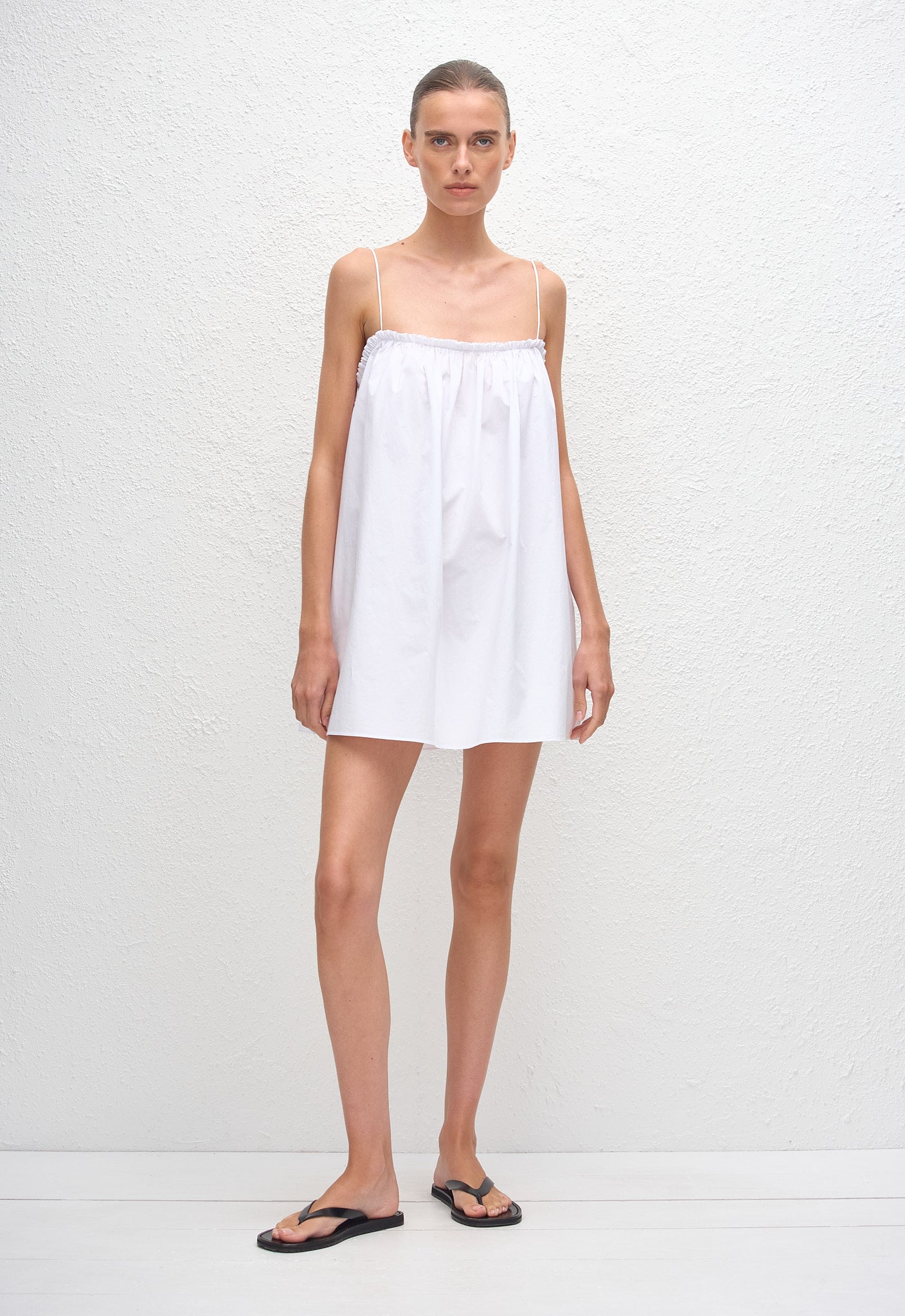 Frill Cami Mini Dress - White - Matteau