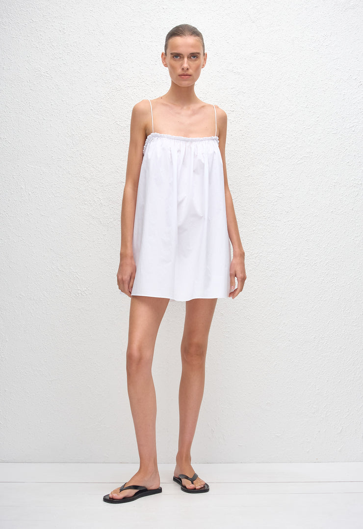 Frill Cami Mini Dress - White - Matteau