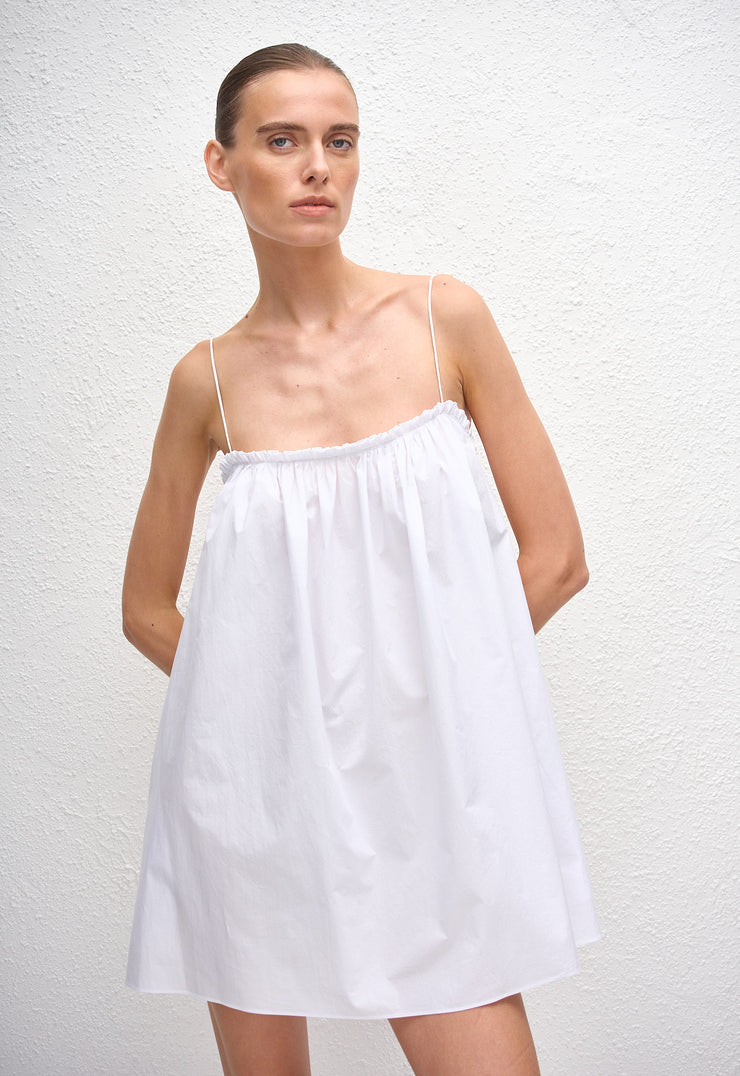 Frill Cami Mini Dress - White - Matteau