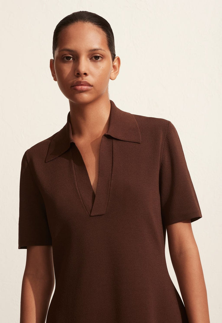 Polo Knit Dress - Cacao - Matteau