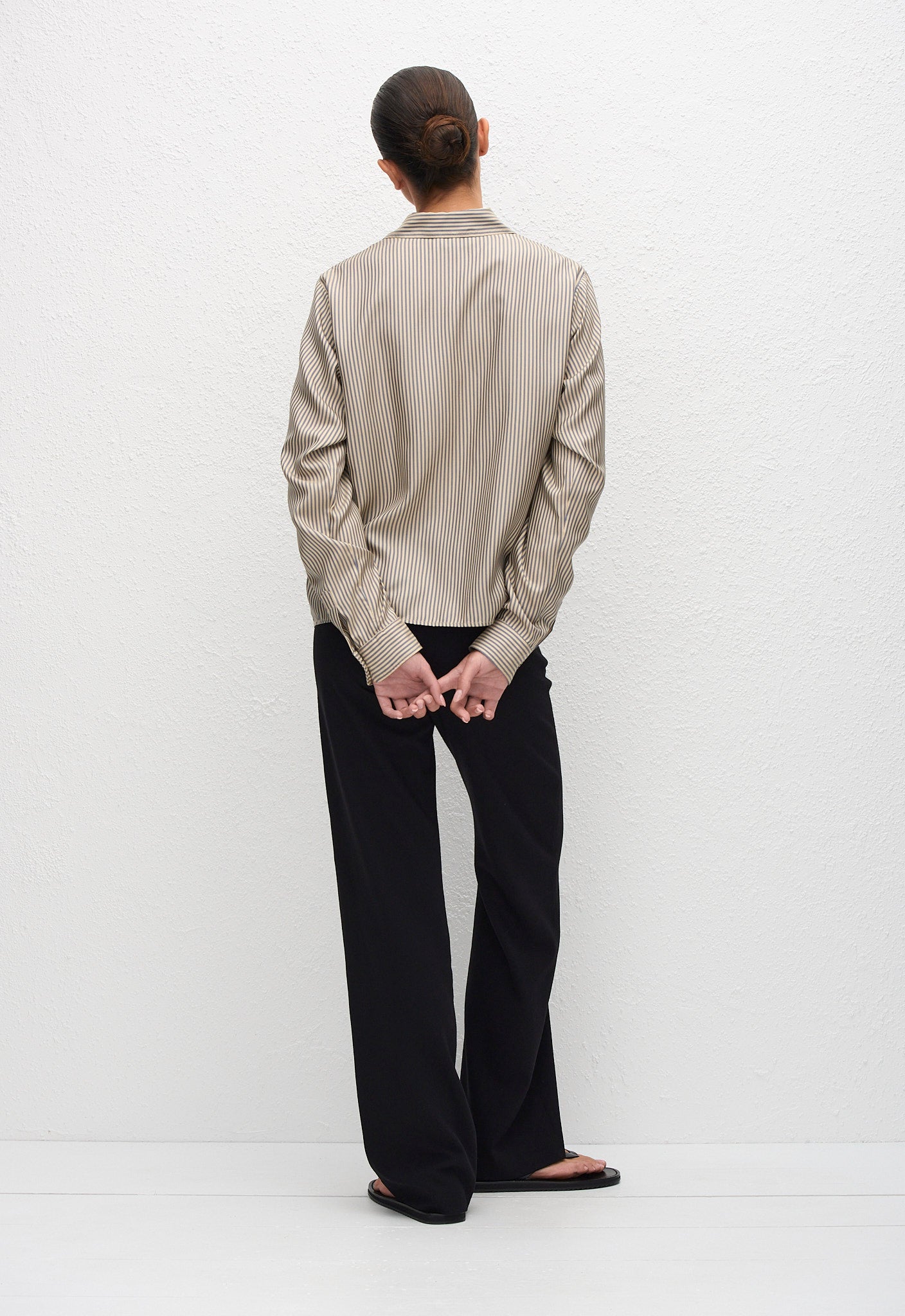 Fine Stripe Silk Shirt - Monaco Stripe - Matteau